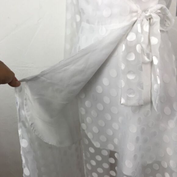 Guess True White Bertha Dotted Long Sleeve Wrap Dress XS NWT - Picture 6 of 10